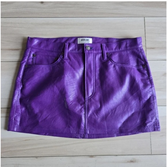 Agolde Purple Mini Skirt - size 29 - Picture 6 of 6